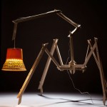 piece of art, lamp made of wood