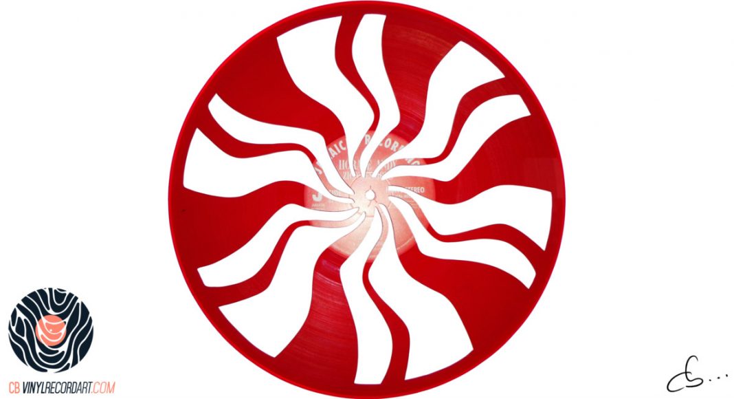 handmade vinyl record art by cb... - white stripes logo